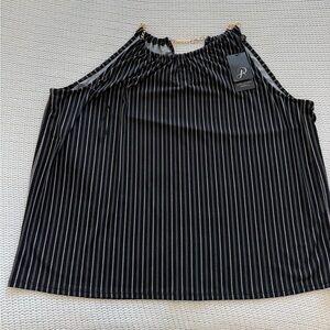 NWT Adrianna Papell Black and White Pinstripe Halter Blouse